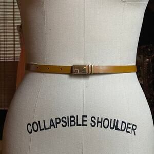 Pierre Cardin Belt Yellow Leather Skinny Vintage Small